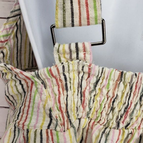 Vintage Havana‎ Multi Color Stripe Romper Linen Overall Shorts Large - Picture 8 of 15